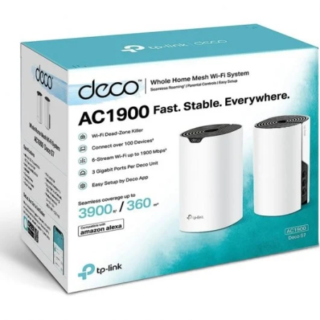TP-Link Deco S7 Smart WiFi 6 Mesh System Dual Band AC1900 - 2 unités Deco - 3 ports Ethernet LAN (RJ-45) - Technologie MU-MIMO
