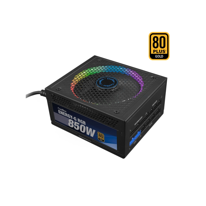 Coolbox Alimentation ATX DG ENERGY-G 850W RGB 80+ GOLD - Efficacité 80+ Gold - Éclairage RGB - Puissance 850W - Certification de
