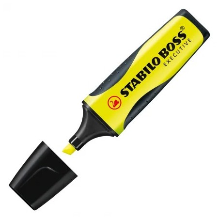 Marqueur fluorescent jaune rechargeable Stabilo Boss x10
