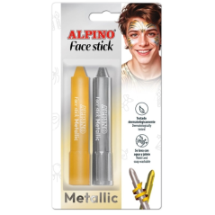 Pack de 2 bâtons de maquillage visage Alpino Fiesta - Système rotatif rétractable - Se rince à l'eau - Testé dermatologiquement
