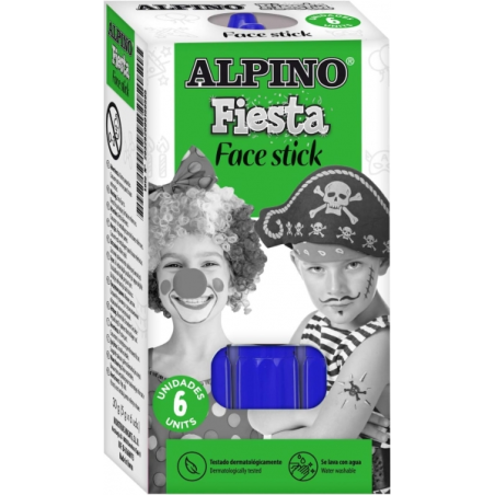 Alpino Fiesta Face Stick Pack avec 6 Bâtons de Peinture pour le Visage - Système Rétractable Rotatif - Se Lave à l'Eau - Testé D
