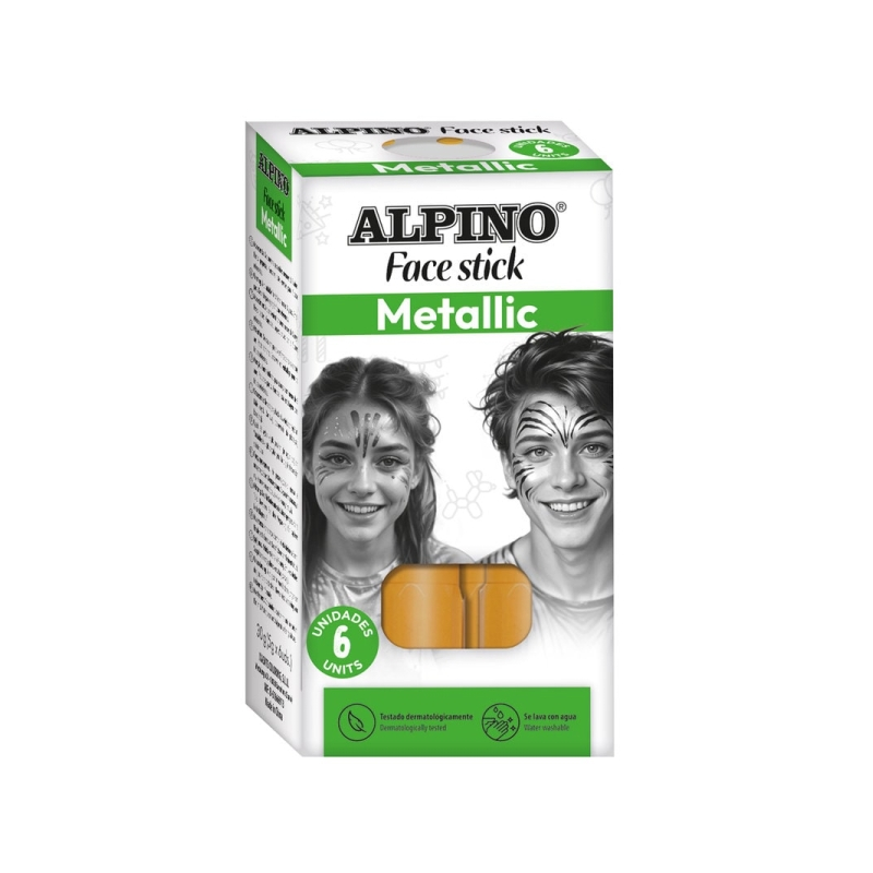 Pack de 6 bâtons de maquillage visage Alpino Fiesta - Système rotatif rétractable - Se rince à l'eau - Testé dermatologiquement