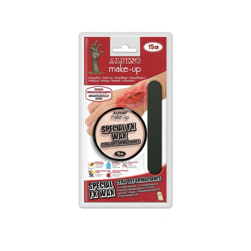Pot de cire Alpino Special FX Wax pour les effets des plaies, déformations, cicatrices, etc. - Contient une spatule applicatrice