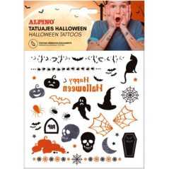 Alpino Halloween Tattoo Pack - Dessins terrifiants - Couleurs argent, noir et orange
