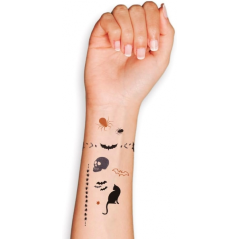 Alpino Halloween Tattoo Pack - Dessins terrifiants - Couleurs argent, noir et orange
