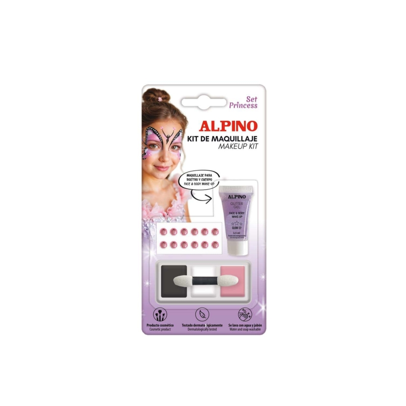 Coffret de maquillage Princesse Alpino - Se lave à l'eau et au savon - Testé dermatologiquement - Couleurs assorties