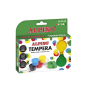 Coffret Alpino de 6 pots de peinture tempera 16 ml + pinceau - Très couvrante et lavable - Couleurs assorties