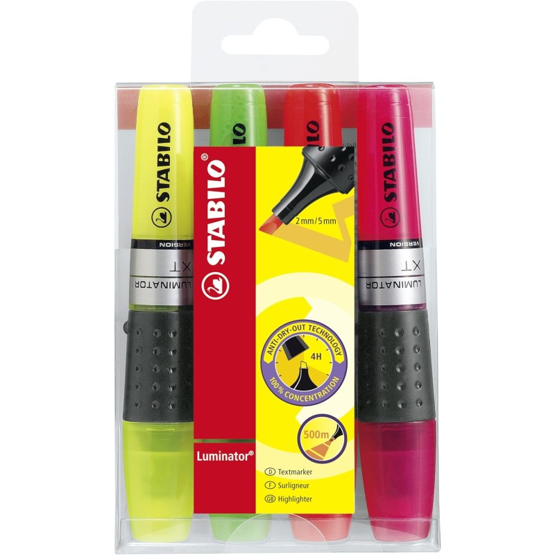 Surligneurs Stabilo Illuminator x4 couleurs assorties