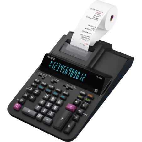 Casio DR-200R Calculadora Impresora de Sobremesa con Pantalla Grande de 12 Digitos - Impresion en 2 Colores - 4,4 Lineas por Seg