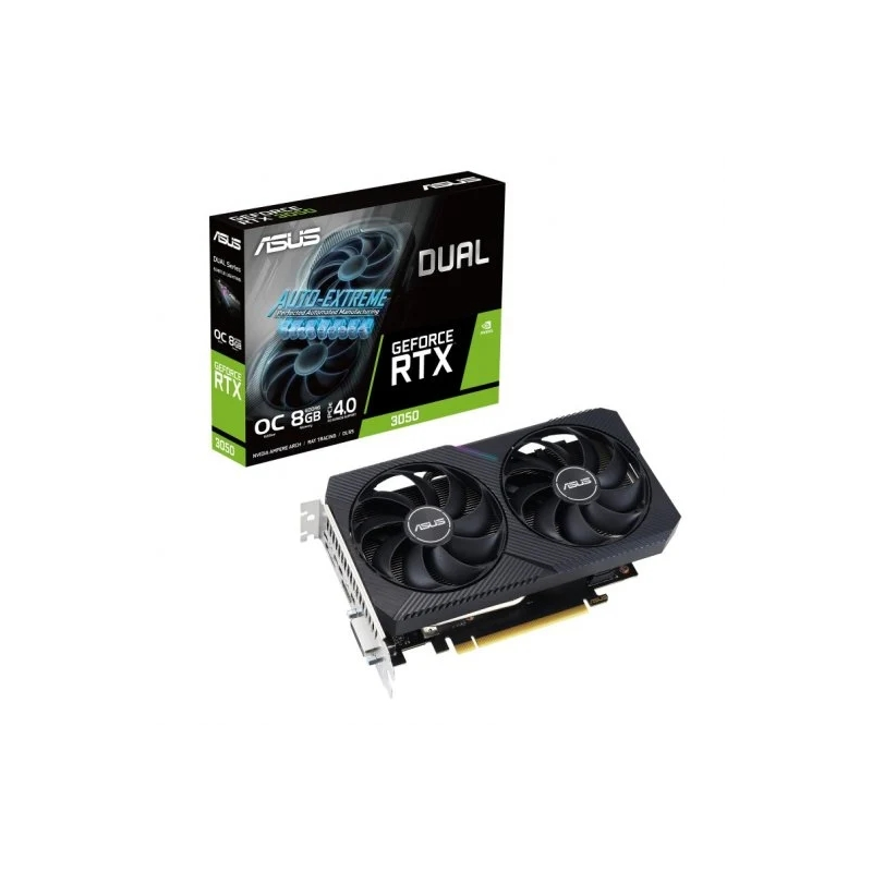 Carte graphique Asus Dual GeForce RTX 3050 V2 OC Edition 8 Go GDDR6 NVIDIA - PCIe 4.0, HDMI, DVI-D, DisplayPort