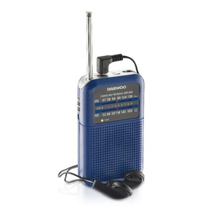 Radio portable AM/FM Daewoo DW1008 - Antenne télescopique et syntonisation analogique précise - Haut-parleur intégré - Prise cas