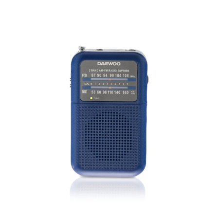 Radio portable AM/FM Daewoo DW1008 - Antenne télescopique et syntonisation analogique précise - Haut-parleur intégré - Prise cas