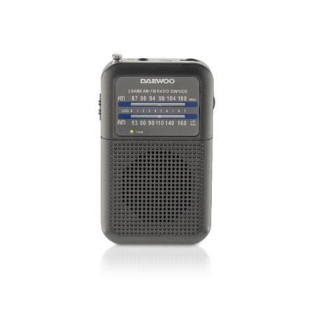 Radio portable AM/FM Daewoo DW1008 - Antenne télescopique et syntonisation analogique précise - Haut-parleur intégré - Prise cas