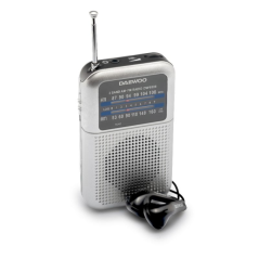 Radio portable AM/FM Daewoo DW1008 - Antenne télescopique et syntonisation analogique précise - Haut-parleur intégré - Prise cas