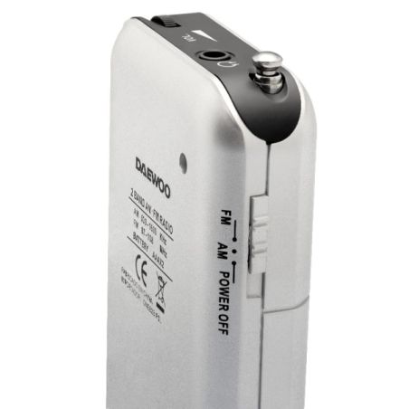 Radio portable AM/FM Daewoo DW1008 - Antenne télescopique et syntonisation analogique précise - Haut-parleur intégré - Prise cas