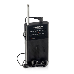 Radio AM/FM Daewoo - Fonctionne sur piles - Prise jack 3,5 mm - Antenne télescopique - Haut-parleur intégré - 130 x 70 x 28 mm -
