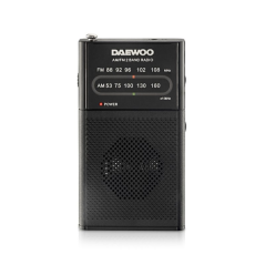 Radio AM/FM Daewoo - Fonctionne sur piles - Prise jack 3,5 mm - Antenne télescopique - Haut-parleur intégré - 130 x 70 x 28 mm -