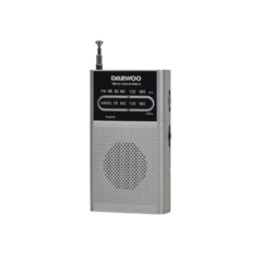 Radio AM/FM Daewoo - Fonctionne sur piles - Prise jack 3,5 mm - Antenne télescopique - Haut-parleur intégré - 130 x 70 x 28 mm -
