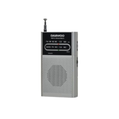 Radio AM/FM Daewoo - Fonctionne sur piles - Prise jack 3,5 mm - Antenne télescopique - Haut-parleur intégré - 130 x 70 x 28 mm -