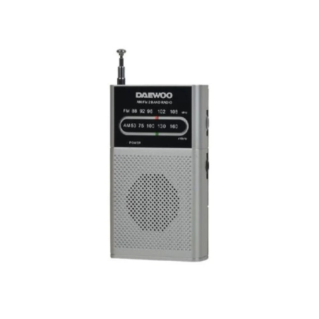 Radio AM/FM Daewoo - Fonctionne sur piles - Prise jack 3,5 mm - Antenne télescopique - Haut-parleur intégré - 130 x 70 x 28 mm -