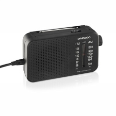 Radio AM/FM Daewoo - Prise jack 3,5 mm - Antenne télescopique - Haut-parleur intégré - Poignée de transport - 22 x 7,5 x 15 cm -