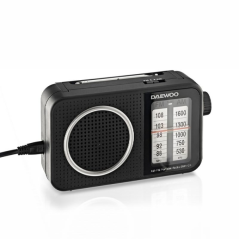 Radio AM/FM Daewoo - Prise jack 3,5 mm - Antenne télescopique - Haut-parleur intégré - Poignée de transport - 220 x 75 x 150 mm
