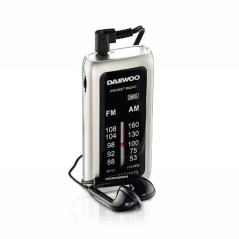 Radio AM/FM Daewoo - Alimentation par piles - Prise jack 3,5 mm - Fonction Super Bass - Noir et gris