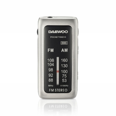 Radio AM/FM Daewoo - Alimentation par piles - Prise jack 3,5 mm - Fonction Super Bass - Noir et gris