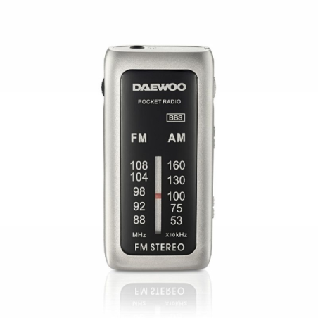 Radio AM/FM Daewoo - Alimentation par piles - Prise jack 3,5 mm - Fonction Super Bass - Noir et gris