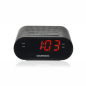 Radio-réveil Daewoo AM/FM - Câble de 1,5 m - Affichage LED - Prise jack 3,5 mm - 131 x 120 x 58 mm - Noir