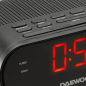 Radio-réveil Daewoo AM/FM - Câble de 1,5 m - Affichage LED - Prise jack 3,5 mm - 131 x 120 x 58 mm - Noir