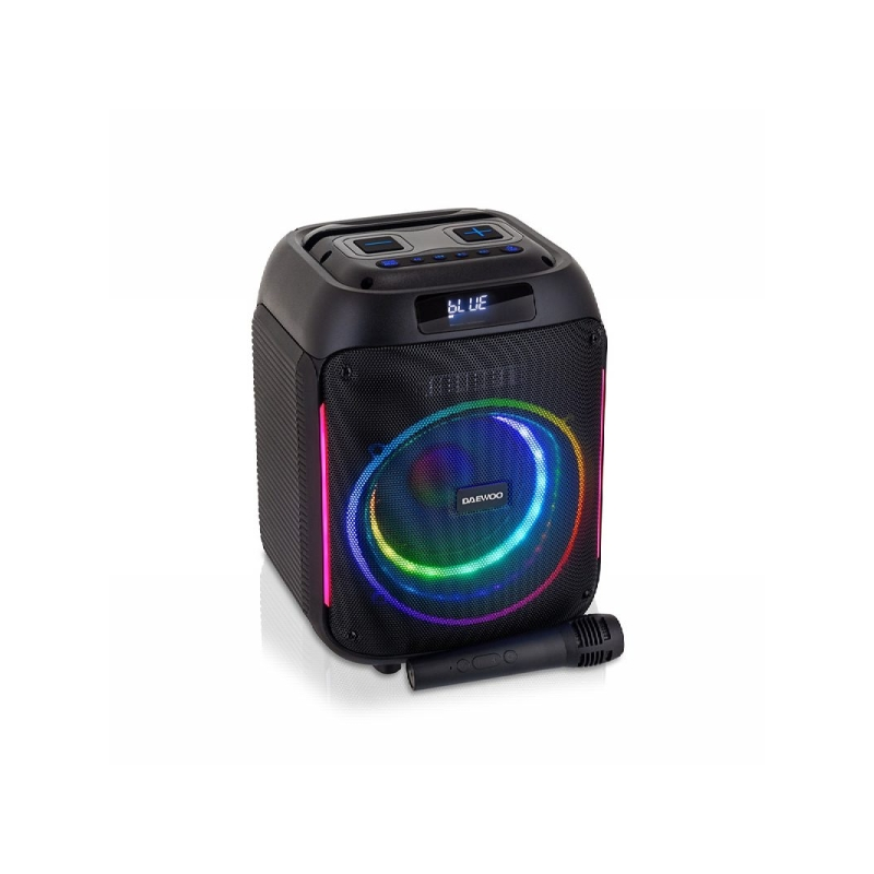 Enceinte karaoké sans fil Daewoo - 40 W - Bluetooth - Radio FM - Batterie 2000 mAh - Microphone intégré - Lecteur microSD - Pris