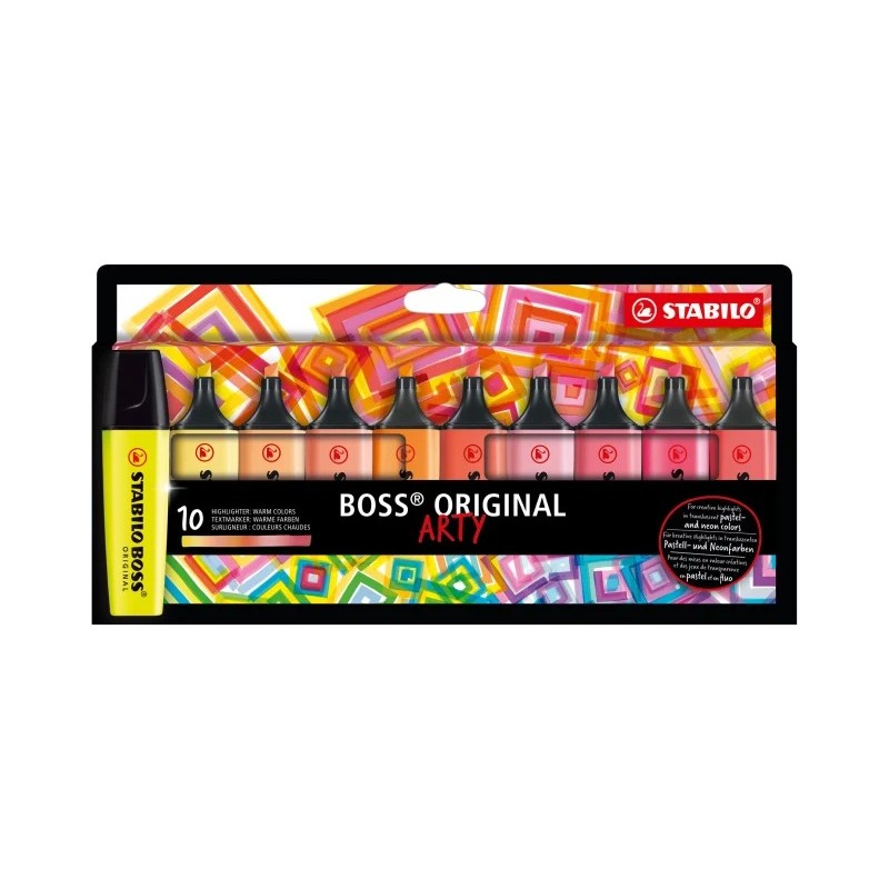 Lot de 10 surligneurs Stabilo Original Arty couleurs assorties
