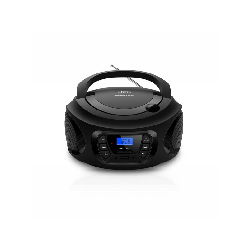 Autoradio Daewoo CD - USB - Prise jack 3,5 mm - Bluetooth - Syntonisation automatique - Poignée de transport - Écran LCD - Noir