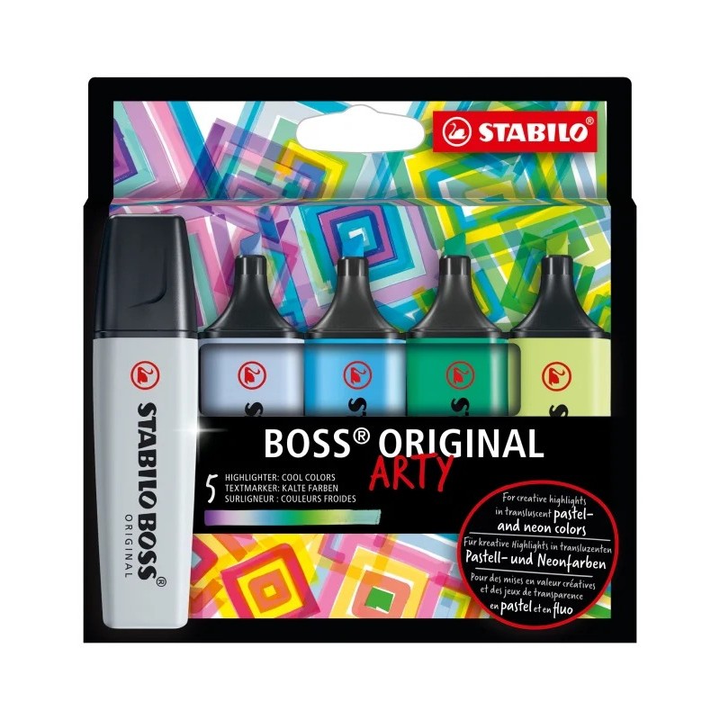 Lot de 5 surligneurs Stabilo Original Arty couleurs assorties Lot de 5 surligneurs Stabilo Original Arty couleurs assorties