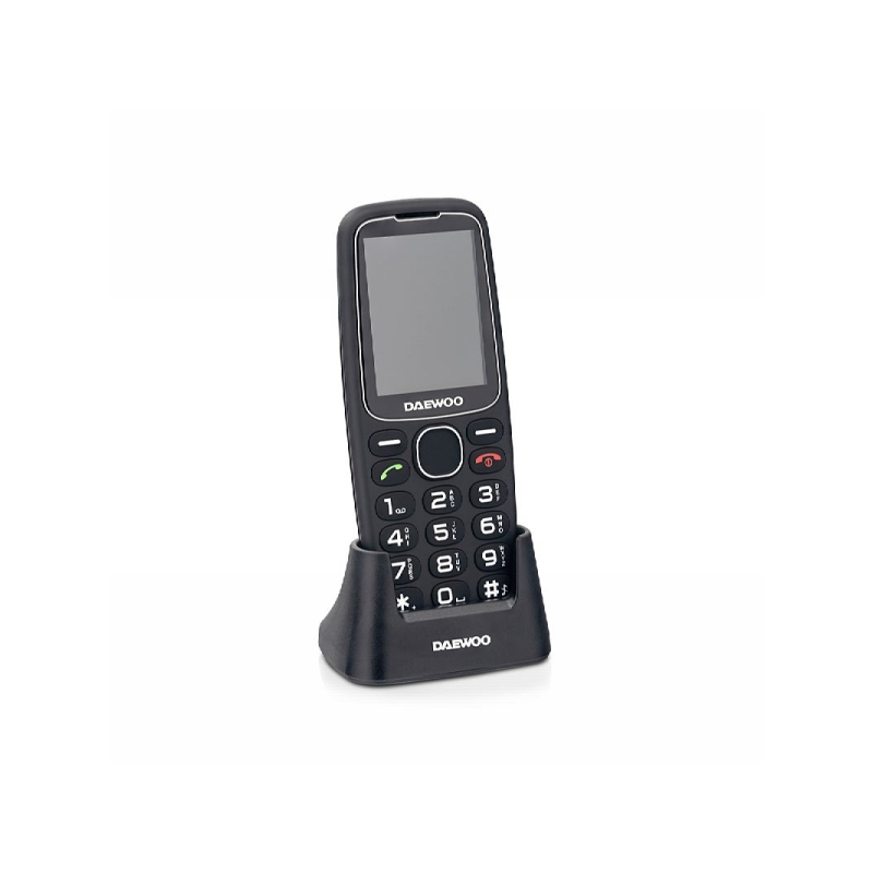 Téléphone portable Daewoo pour seniors - Écran 2,4" - Grandes touches rétroéclairées - Batterie 1400 mAh - Bouton SOS arrière -
