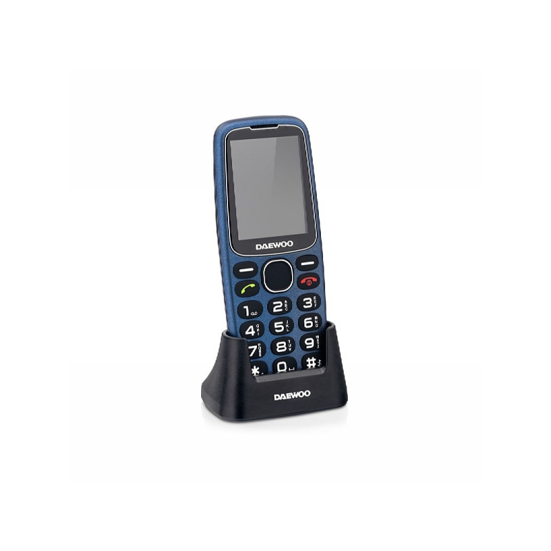 Téléphone portable Daewoo pour seniors - Écran 2,4" - Grandes touches rétroéclairées - Batterie 1400 mAh - Bouton SOS arrière -