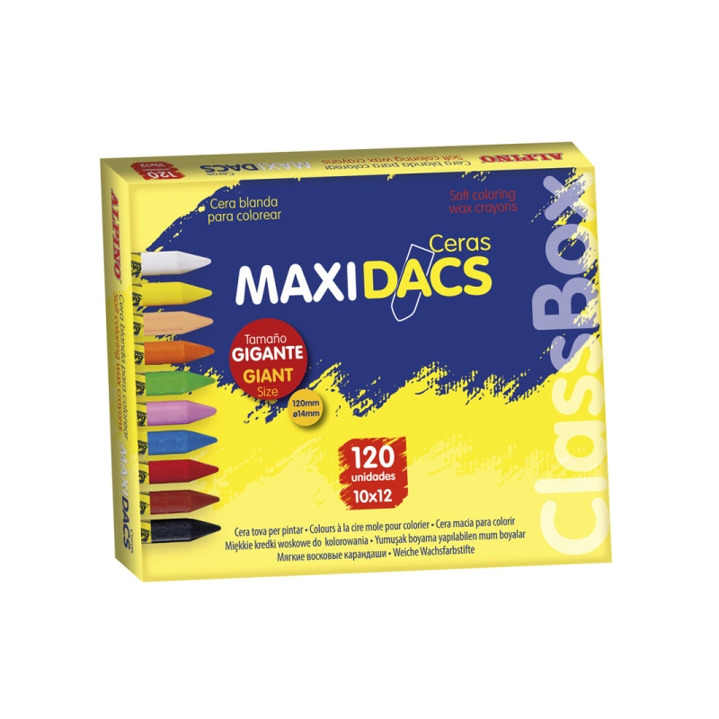 Alpino Maxidacs Pack Économique de 120 crayons tendres pour enfants - Format extra large 120 mm x 14 mm - Étiquette anti-bavure