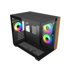 Boîtier mini-tour bois Cooler Master Elite 481 - 3 ventilateurs RGB 120 mm - Vue panoramique - Compatible MicroATX/Mini-ITX - Do
