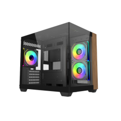 Boîtier mini-tour bois Cooler Master Elite 481 - 3 ventilateurs RGB 120 mm - Vue panoramique - Compatible MicroATX/Mini-ITX - Do