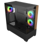 Boîtier moyen tour Cooler Master Elite 690 Wood ATX/MicroATX/Mini-ITX - 3 ventilateurs RGB 120 mm - Vue panoramique - Double com