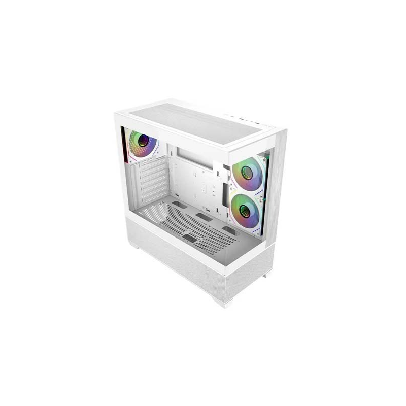 Boîtier moyen tour Cooler Master Elite 690 Wood ATX/MicroATX/Mini-ITX - 3 ventilateurs RGB 120 mm - Vue panoramique - Double cam