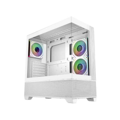 Boîtier moyen tour Cooler Master Elite 690 Wood ATX/MicroATX/Mini-ITX - 3 ventilateurs RGB 120 mm - Vue panoramique - Double cam