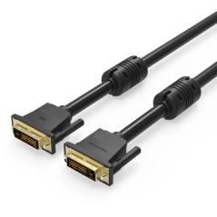 Câble DVI-D Vention - Compatible avec les résolutions 2K - Longueur : 1 m - PVC - Connecteurs plaqués or - Noir