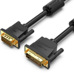 Câble convertisseur Vention DVI mâle vers VGA mâle - Full HD - Longueur 1,5 m - Blindage multicouche - PVC - Noir