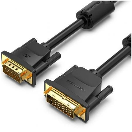 Câble convertisseur Vention DVI mâle vers VGA mâle - Full HD - Longueur 2 m - Blindage multicouche - PVC - Noir