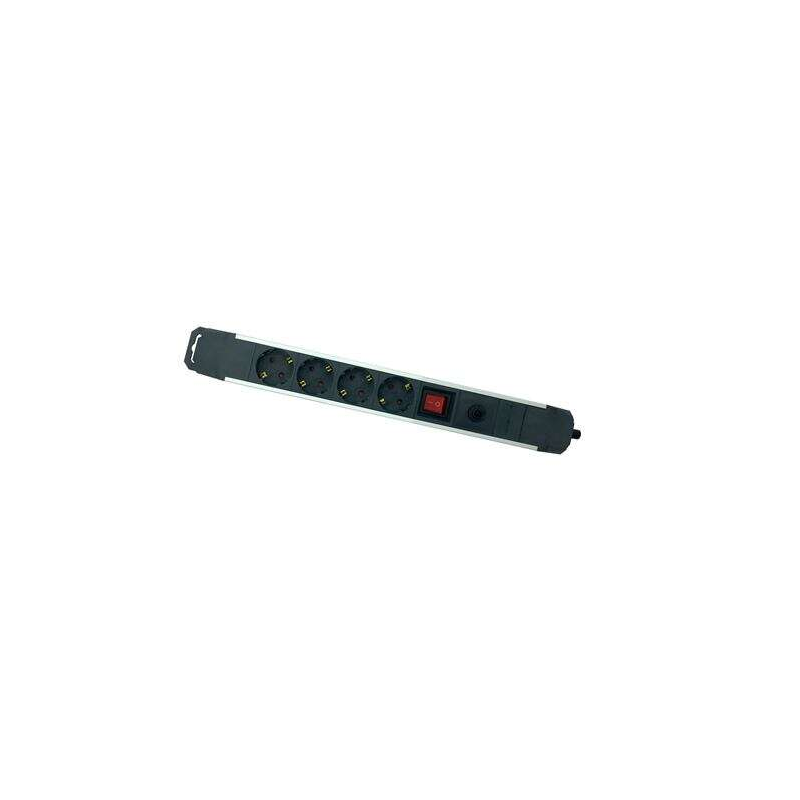 Bloc multiprise Elbat en aluminium - 4 prises Schuko - Interrupteur marche/arrêt - Protection contre les surcharges - Câble de 1