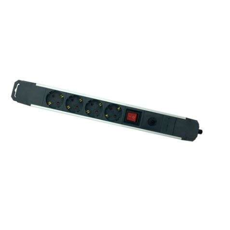 Bloc multiprise Elbat en aluminium - 4 prises Schuko - Interrupteur marche/arrêt - Protection contre les surcharges - Câble de 1