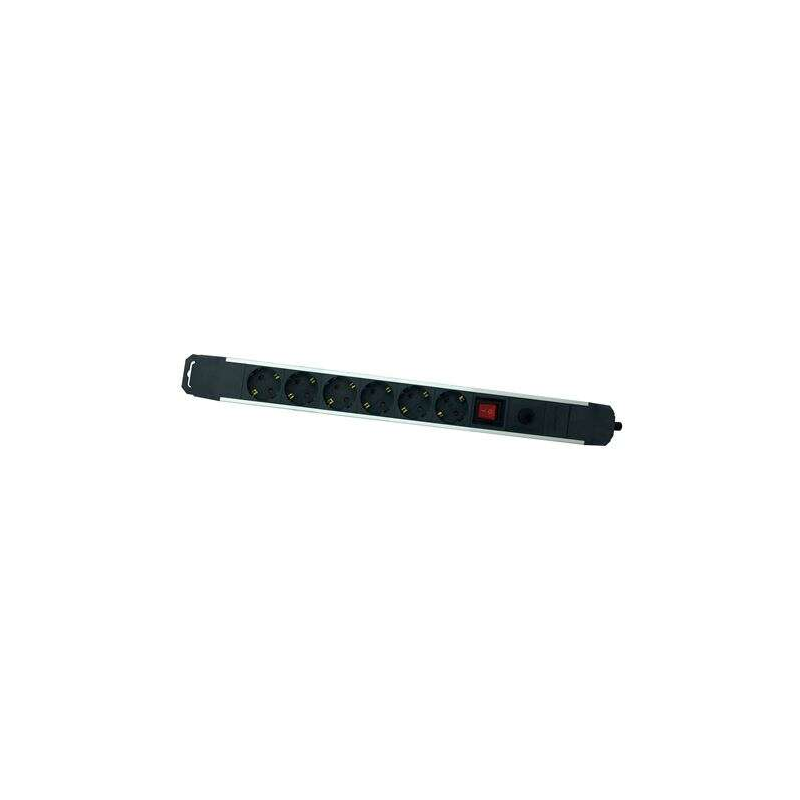 Bloc multiprise Elbat en aluminium - 6 prises Schuko - Interrupteur marche/arrêt - Protection contre les surcharges - Câble de 1