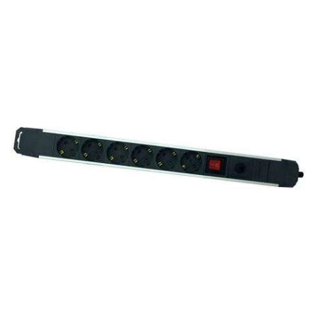 Bloc multiprise Elbat en aluminium - 6 prises Schuko - Interrupteur marche/arrêt - Protection contre les surcharges - Câble de 1